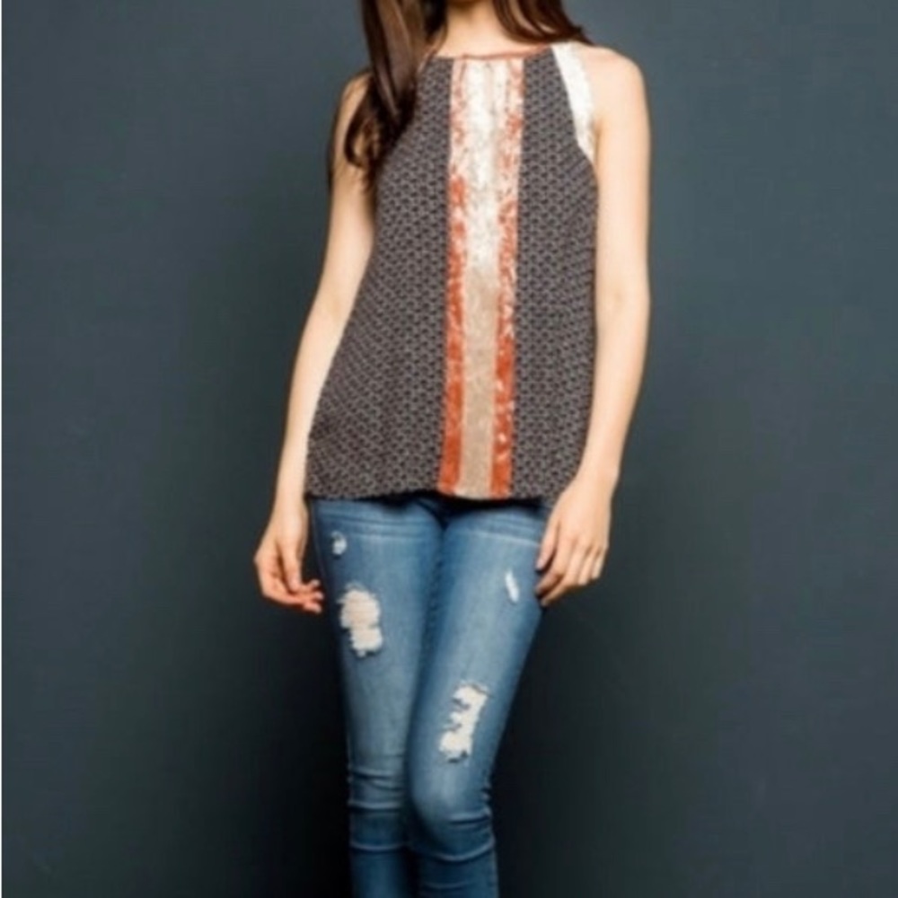 THML halter top with velvet like trim